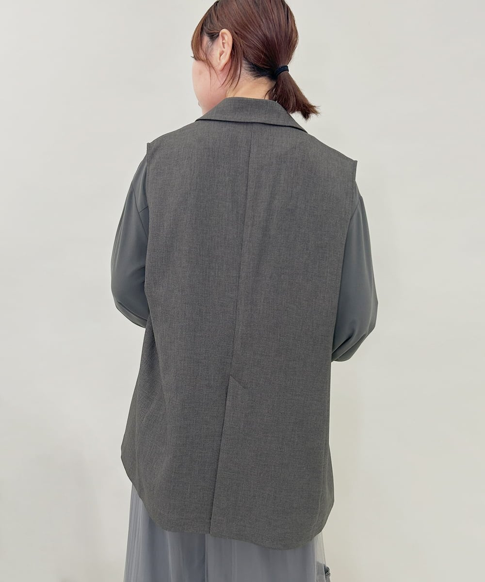 ZMJAE28169 al'aise modulation(アレーズモジュレーション) ダブルフロントジレジャケット ダークグレー