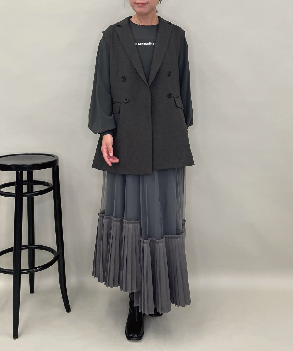 ZMJAE28169 al'aise modulation(アレーズモジュレーション) ダブルフロントジレジャケット ダークグレー