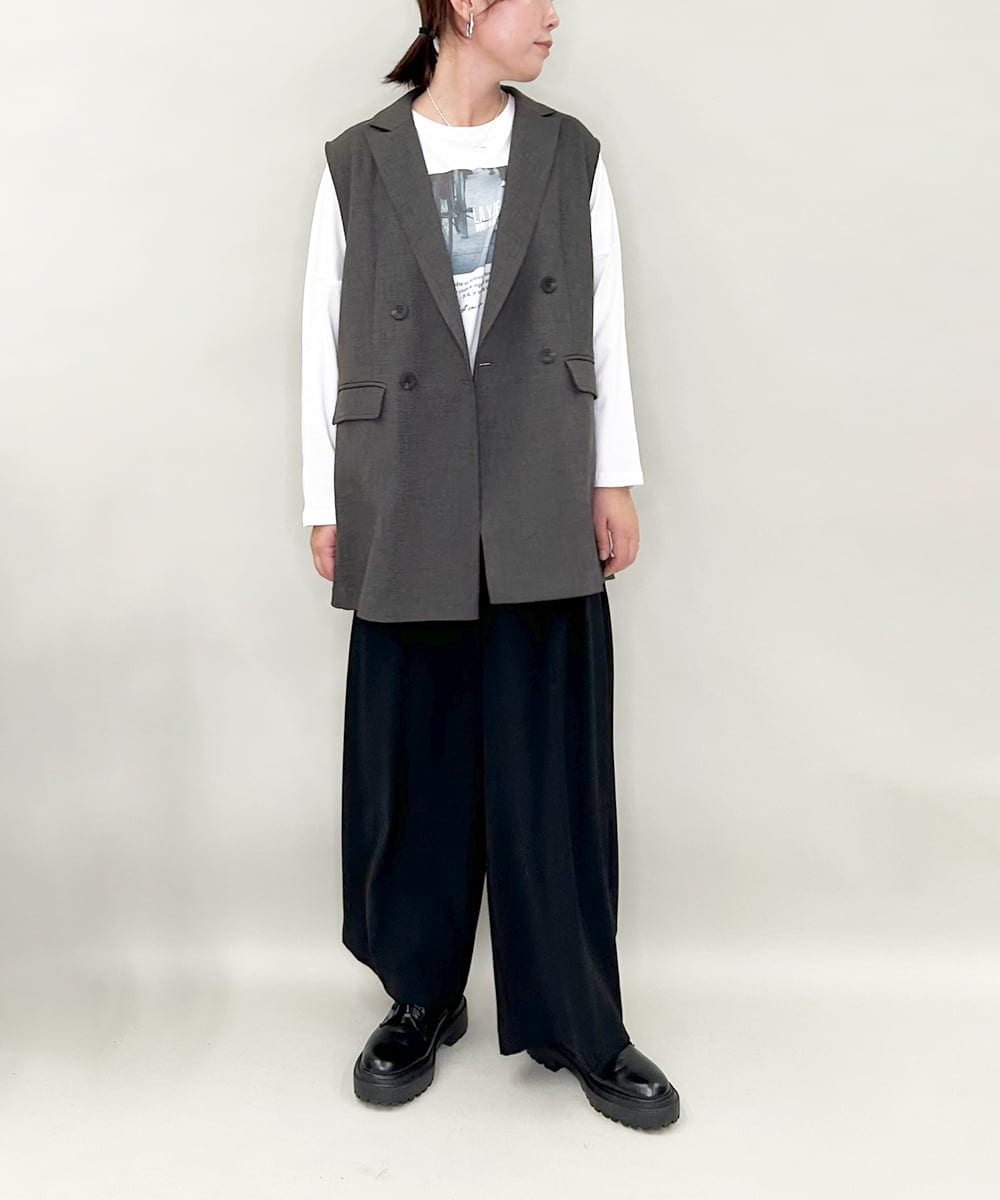 ZMJAE28169 al'aise modulation(アレーズモジュレーション) ダブルフロントジレジャケット ダークグレー