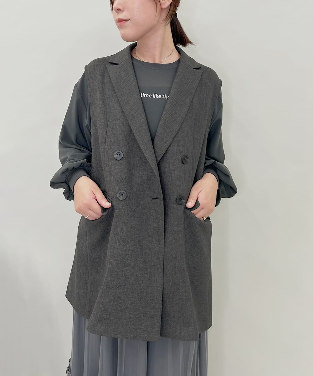 ZMJAE28169 al'aise modulation(アレーズモジュレーション) ダブルフロントジレジャケット ダークグレー