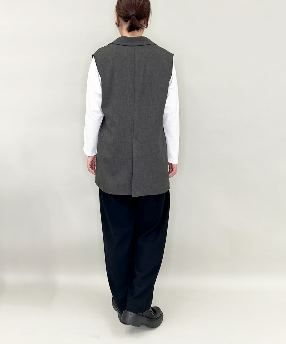 ZMJAE28169 al'aise modulation(アレーズモジュレーション) ダブルフロントジレジャケット ダークグレー