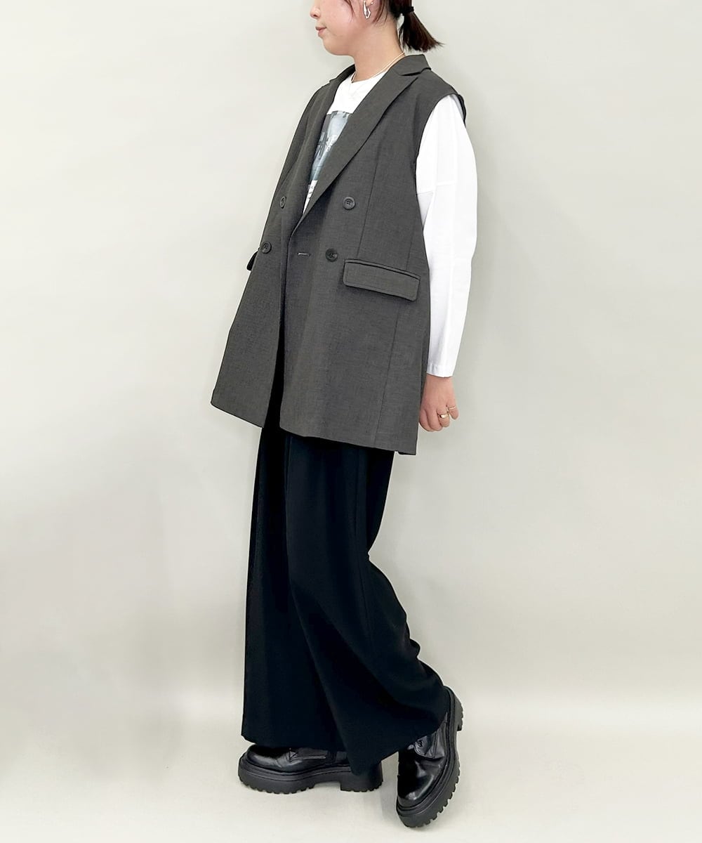 ZMJAE28169 al'aise modulation(アレーズモジュレーション) ダブルフロントジレジャケット ダークグレー