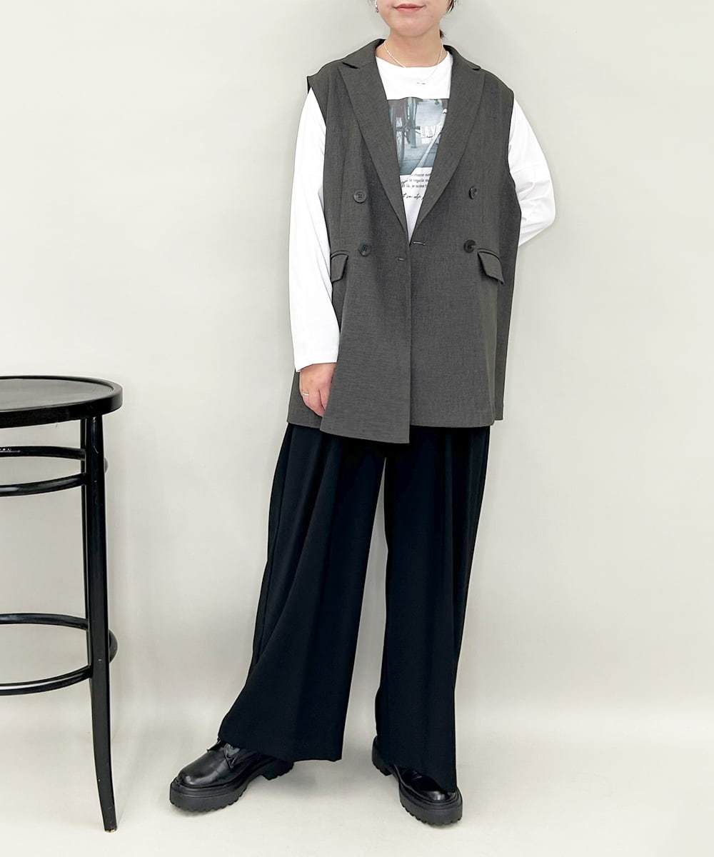 ZMJAE28169 al'aise modulation(アレーズモジュレーション) ダブルフロントジレジャケット ダークグレー