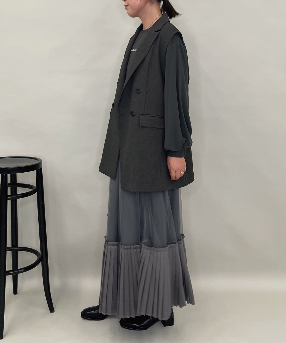 ZMJAE28169 al'aise modulation(アレーズモジュレーション) ダブルフロントジレジャケット ダークグレー