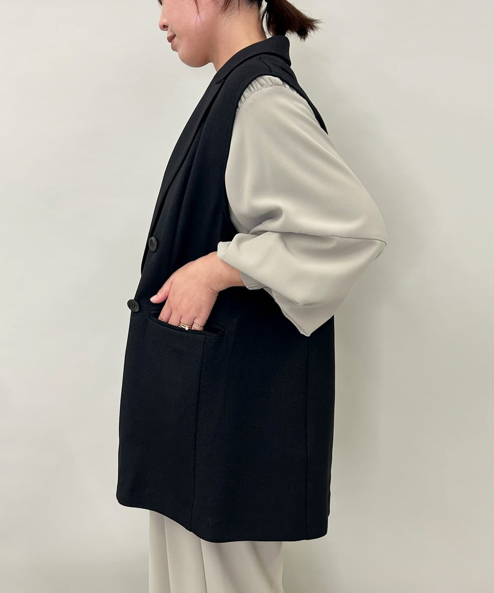 ZMJAE28169 al'aise modulation(アレーズモジュレーション) ダブルフロントジレジャケット ブラック