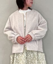 ZMJAE30150 al'aise modulation(アレーズモジュレーション) 異素材切り替えノーカラージップブルゾン ベージュ