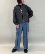 ZMJAE30150 al'aise modulation(アレーズモジュレーション) 異素材切り替えノーカラージップブルゾン ダークグレー