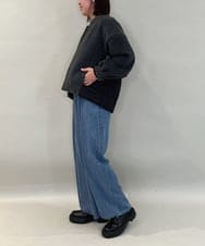 ZMJAE30150 al'aise modulation(アレーズモジュレーション) 異素材切り替えノーカラージップブルゾン ダークグレー