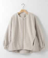 ZMJAE30150 al'aise modulation(アレーズモジュレーション) 異素材切り替えノーカラージップブルゾン ベージュ