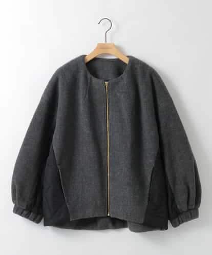 ZMJAE30150 al'aise modulation 異素材切り替えノーカラージップブルゾン