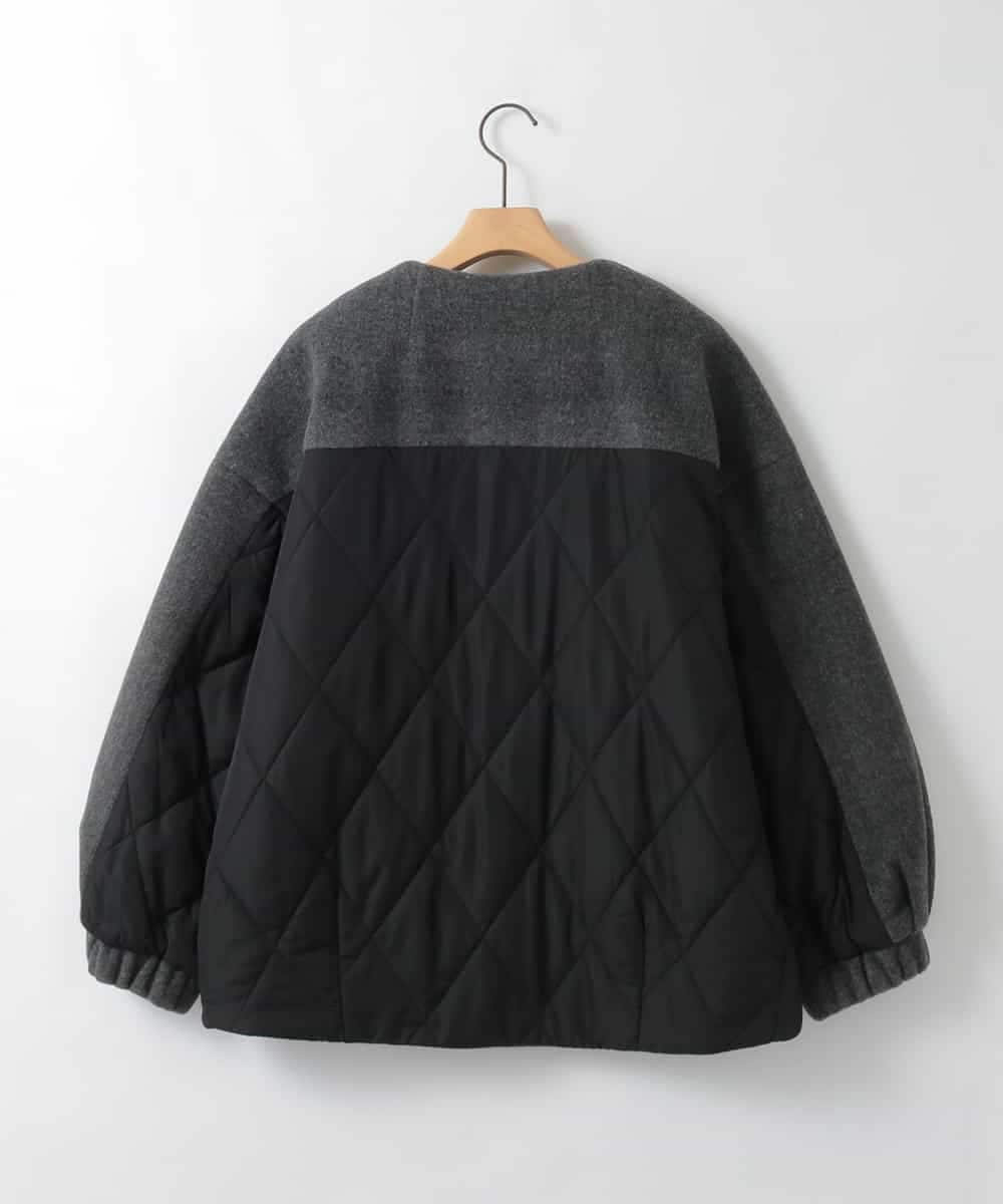 ZMJAE30150 al'aise modulation(アレーズモジュレーション) 異素材切り替えノーカラージップブルゾン ダークグレー