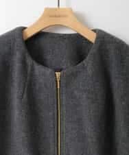 ZMJAE30150 al'aise modulation(アレーズモジュレーション) 異素材切り替えノーカラージップブルゾン ダークグレー