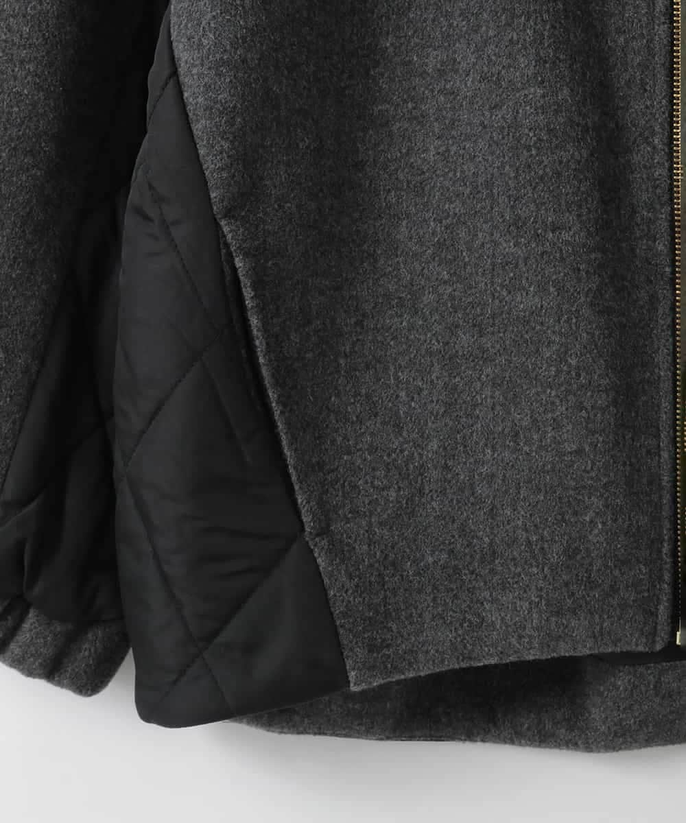 ZMJAE30150 al'aise modulation(アレーズモジュレーション) 異素材切り替えノーカラージップブルゾン ダークグレー