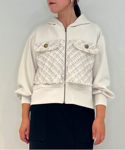 ZMJAE33180 al'aise modulation ドッキングツイードジップアップパーカー