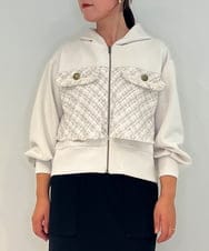 ZMJAE33180 al'aise modulation(アレーズモジュレーション) ドッキングツイードジップアップパーカー アイボリー