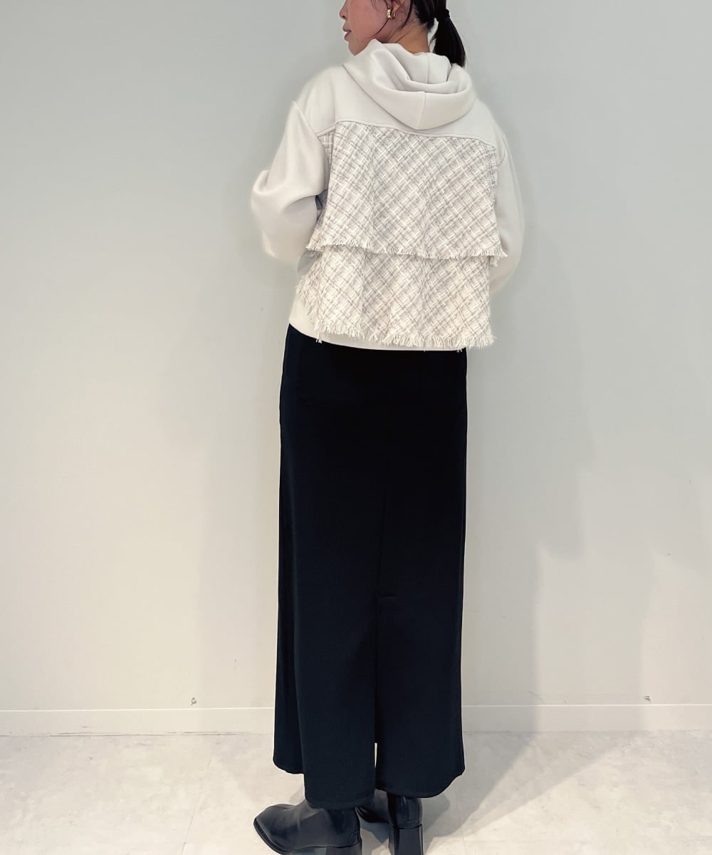 ZMJAE33180 al'aise modulation(アレーズモジュレーション) ドッキングツイードジップアップパーカー アイボリー