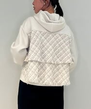 ZMJAE33180 al'aise modulation(アレーズモジュレーション) ドッキングツイードジップアップパーカー アイボリー