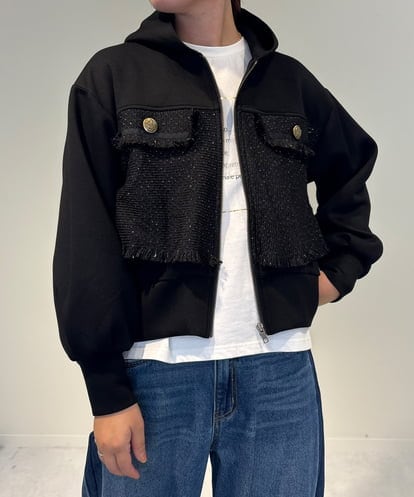 ZMJAE33180 al'aise modulation ドッキングツイードジップアップパーカー