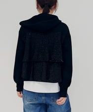 ZMJAE33180 al'aise modulation(アレーズモジュレーション) ドッキングツイードジップアップパーカー ブラック