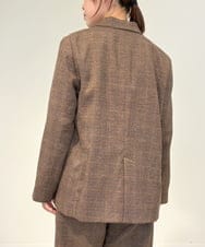 ZMJAE35158 al'aise modulation(アレーズモジュレーション) 【セットアップ対応】【洗える】ダブルブレストチェック柄ジャケット ブラウン