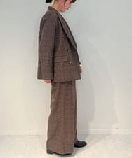 ZMJAE35158 al'aise modulation(アレーズモジュレーション) 【セットアップ対応】【洗える】ダブルブレストチェック柄ジャケット ブラウン