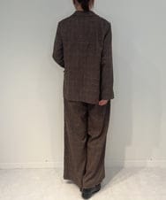 ZMJAE35158 al'aise modulation(アレーズモジュレーション) 【セットアップ対応】【洗える】ダブルブレストチェック柄ジャケット ブラウン