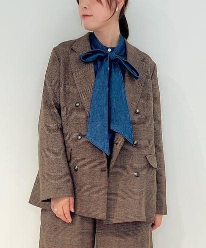 ZMJAE35158 al'aise modulation 【セットアップ対応】【洗える】ダブルブレストチェック柄ジャケット