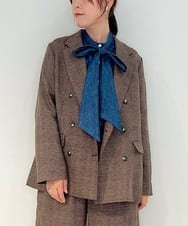 ZMJAE35158 al'aise modulation(アレーズモジュレーション) 【セットアップ対応】【洗える】ダブルブレストチェック柄ジャケット ブラウン