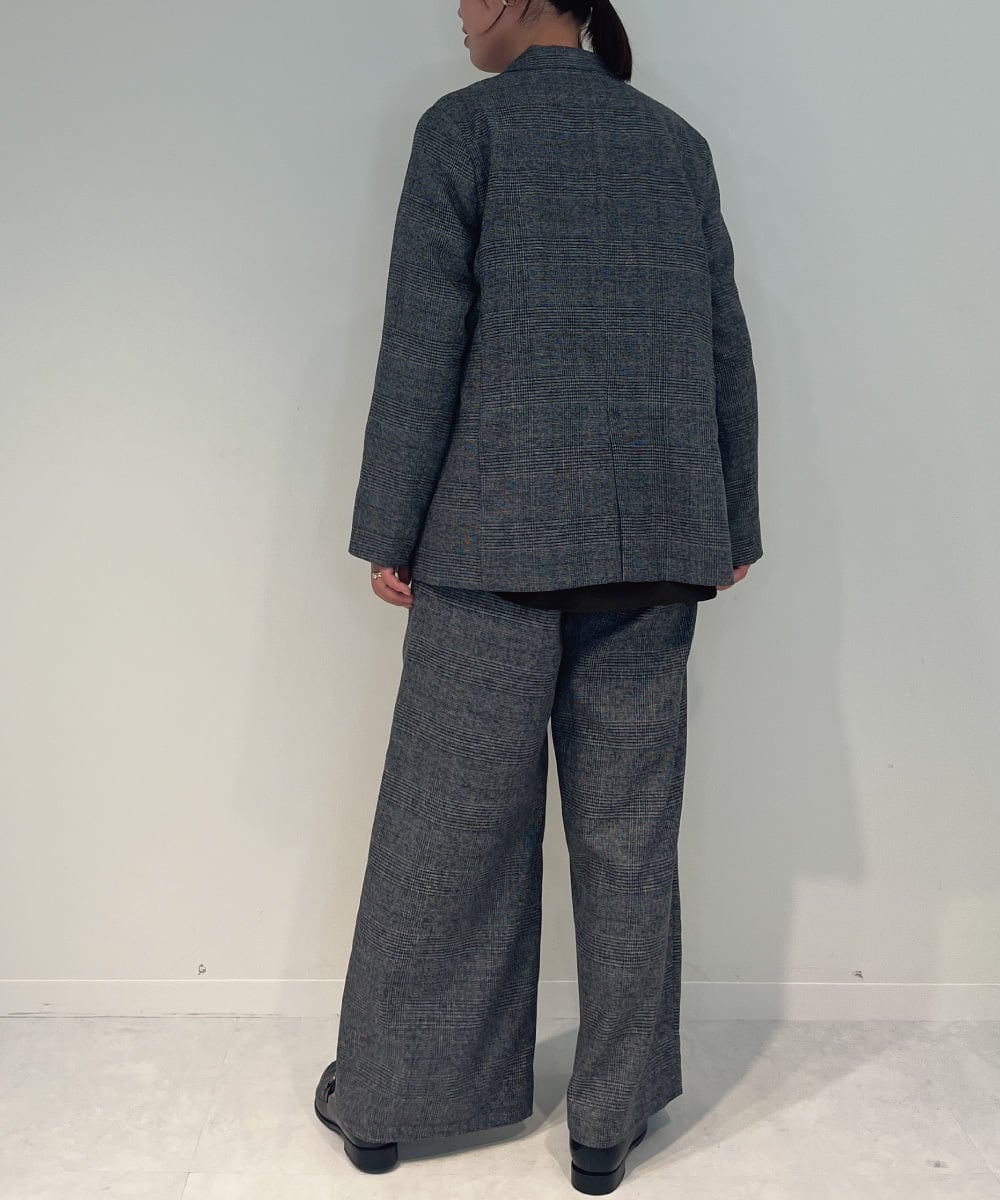 ZMJAE35158 al'aise modulation(アレーズモジュレーション) 【セットアップ対応】【洗える】ダブルブレストチェック柄ジャケット ダークグレー