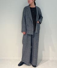 ZMJAE35158 al'aise modulation(アレーズモジュレーション) 【セットアップ対応】【洗える】ダブルブレストチェック柄ジャケット ダークグレー