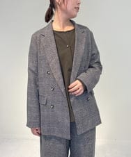 ZMJAE35158 al'aise modulation(アレーズモジュレーション) 【セットアップ対応】【洗える】ダブルブレストチェック柄ジャケット ダークグレー