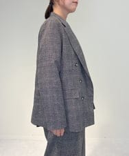 ZMJAE35158 al'aise modulation(アレーズモジュレーション) 【セットアップ対応】【洗える】ダブルブレストチェック柄ジャケット ダークグレー