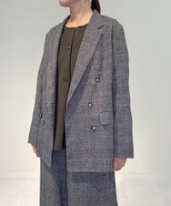 ZMJAE35158 al'aise modulation(アレーズモジュレーション) 【セットアップ対応】【洗える】ダブルブレストチェック柄ジャケット ダークグレー