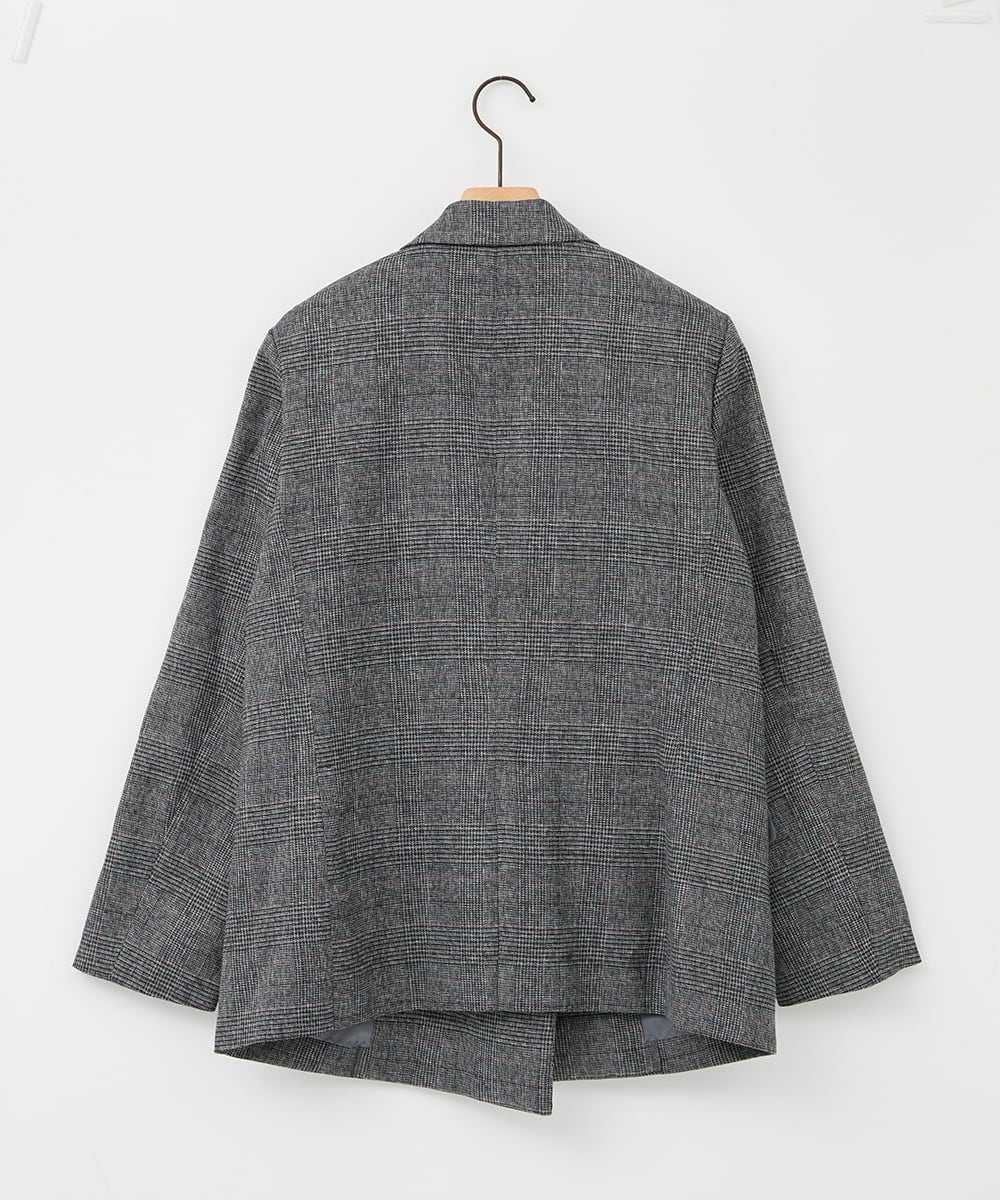 ZMJAE35158 al'aise modulation(アレーズモジュレーション) 【セットアップ対応】【洗える】ダブルブレストチェック柄ジャケット ダークグレー