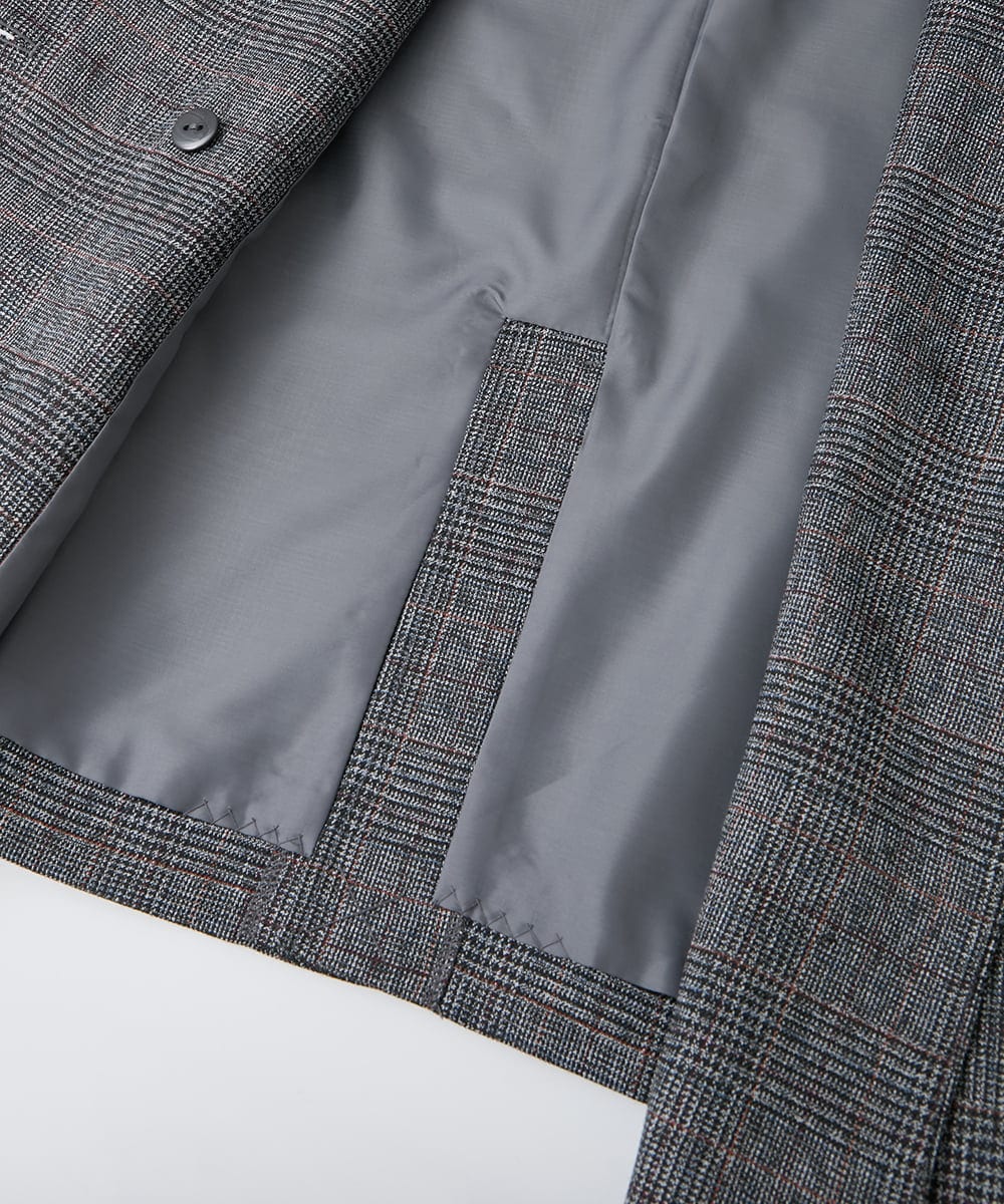 ZMJAE35158 al'aise modulation(アレーズモジュレーション) 【セットアップ対応】【洗える】ダブルブレストチェック柄ジャケット ダークグレー