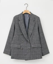ZMJAE35158 al'aise modulation(アレーズモジュレーション) 【セットアップ対応】【洗える】ダブルブレストチェック柄ジャケット ダークグレー
