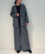 ZMJAE35158 al'aise modulation(アレーズモジュレーション) 【セットアップ対応】【洗える】ダブルブレストチェック柄ジャケット ダークグレー