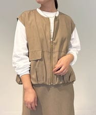 ZMJAE37120 al'aise modulation(アレーズモジュレーション) 【セットアップ対応・洗える】バルーンヘムベスト ベージュ