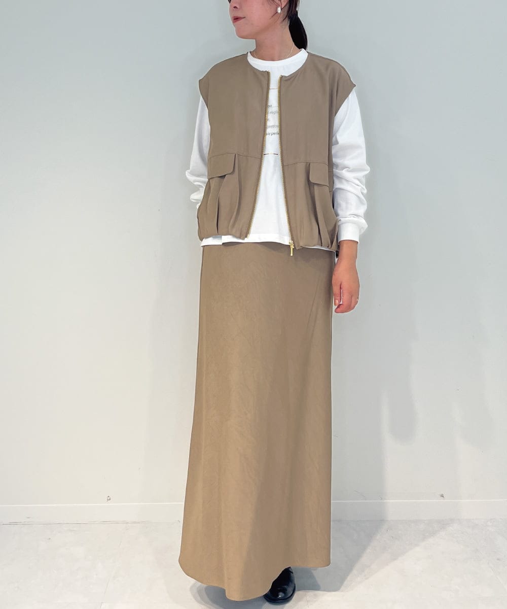 ZMJAE37120 al'aise modulation(アレーズモジュレーション) 【セットアップ対応・洗える】バルーンヘムベスト ベージュ