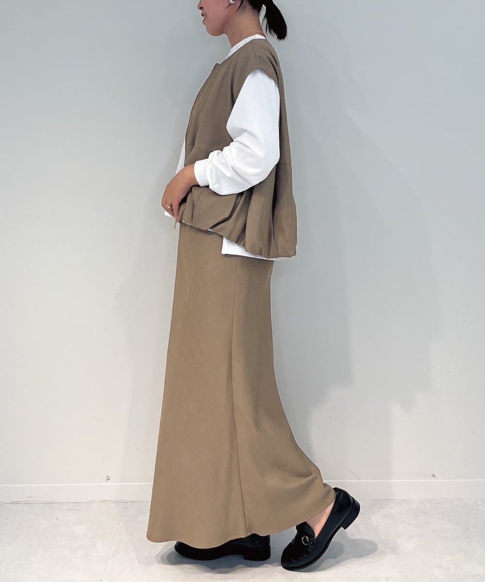 ZMJAE37120 al'aise modulation(アレーズモジュレーション) 【セットアップ対応・洗える】バルーンヘムベスト ベージュ