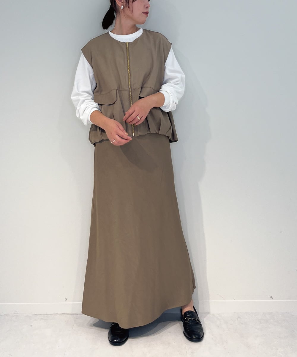 ZMJAE37120 al'aise modulation(アレーズモジュレーション) 【セットアップ対応・洗える】バルーンヘムベスト ベージュ