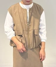 ZMJAE37120 al'aise modulation(アレーズモジュレーション) 【セットアップ対応・洗える】バルーンヘムベスト ベージュ