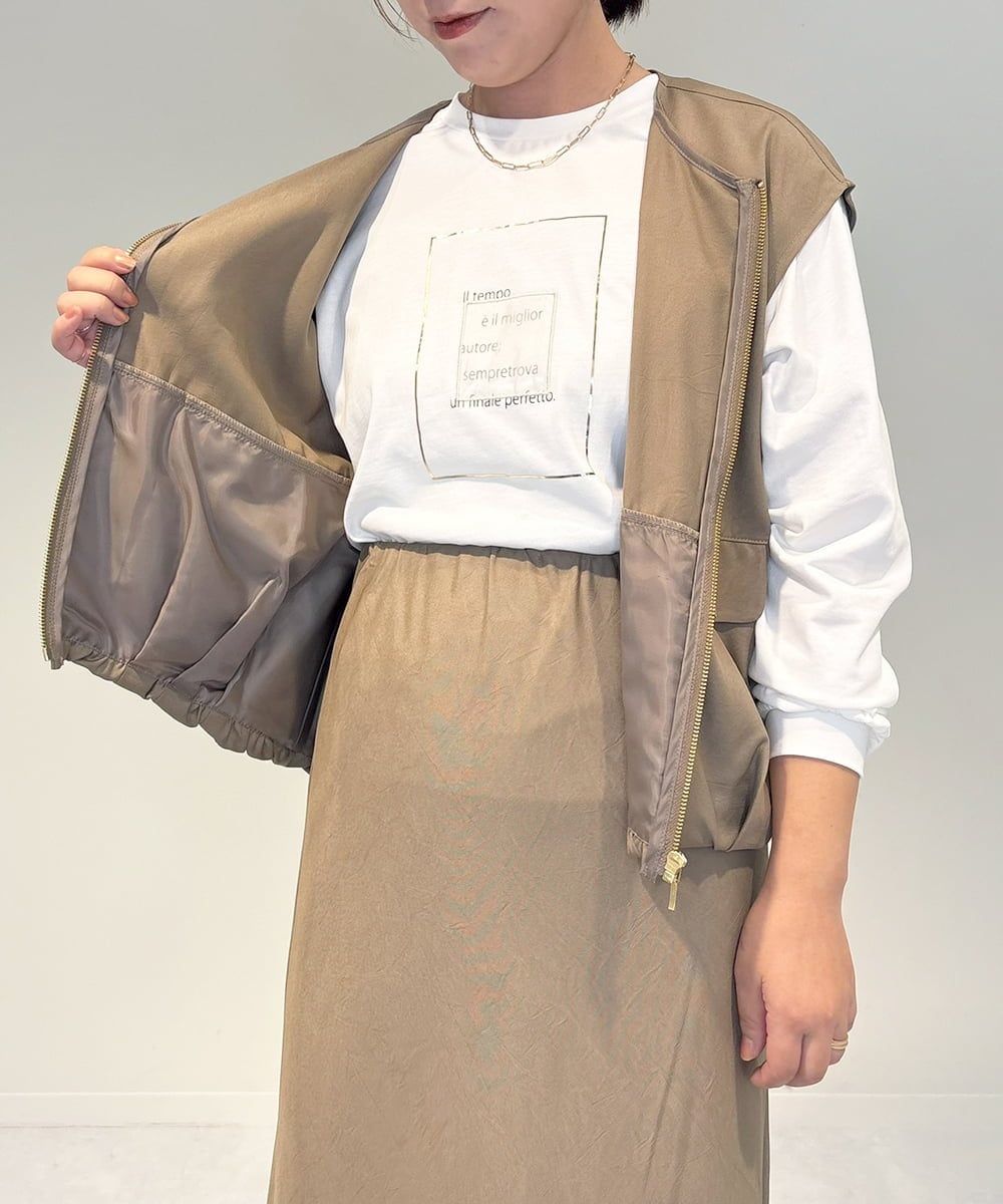 ZMJAE37120 al'aise modulation(アレーズモジュレーション) 【セットアップ対応・洗える】バルーンヘムベスト ベージュ