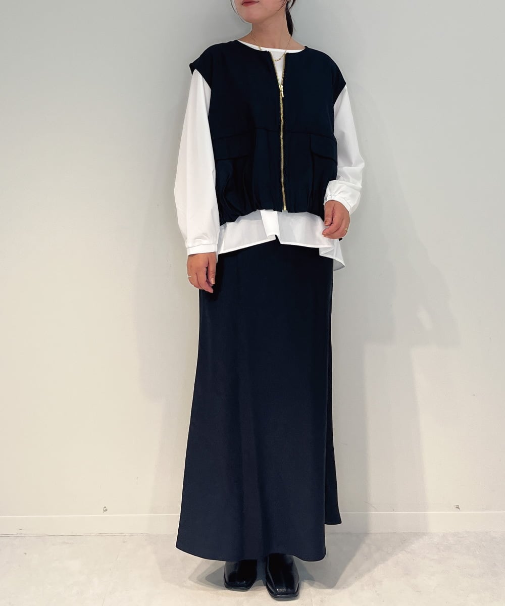 ZMJAE37120 al'aise modulation(アレーズモジュレーション) 【セットアップ対応・洗える】バルーンヘムベスト ブラック