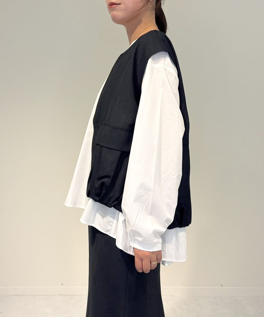 ZMJAE37120 al'aise modulation(アレーズモジュレーション) 【セットアップ対応・洗える】バルーンヘムベスト ブラック