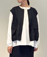 ZMJAE37120 al'aise modulation(アレーズモジュレーション) 【セットアップ対応・洗える】バルーンヘムベスト ブラック