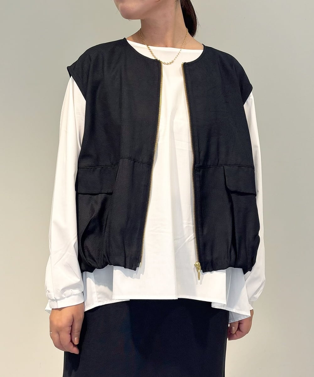 ZMJAE37120 al'aise modulation(アレーズモジュレーション) 【セットアップ対応・洗える】バルーンヘムベスト ブラック