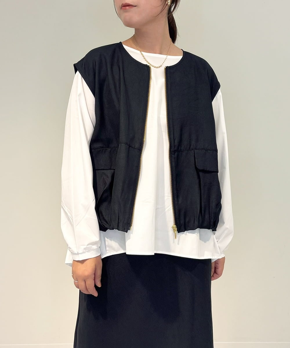 ZMJAE37120 al'aise modulation(アレーズモジュレーション) 【セットアップ対応・洗える】バルーンヘムベスト ブラック