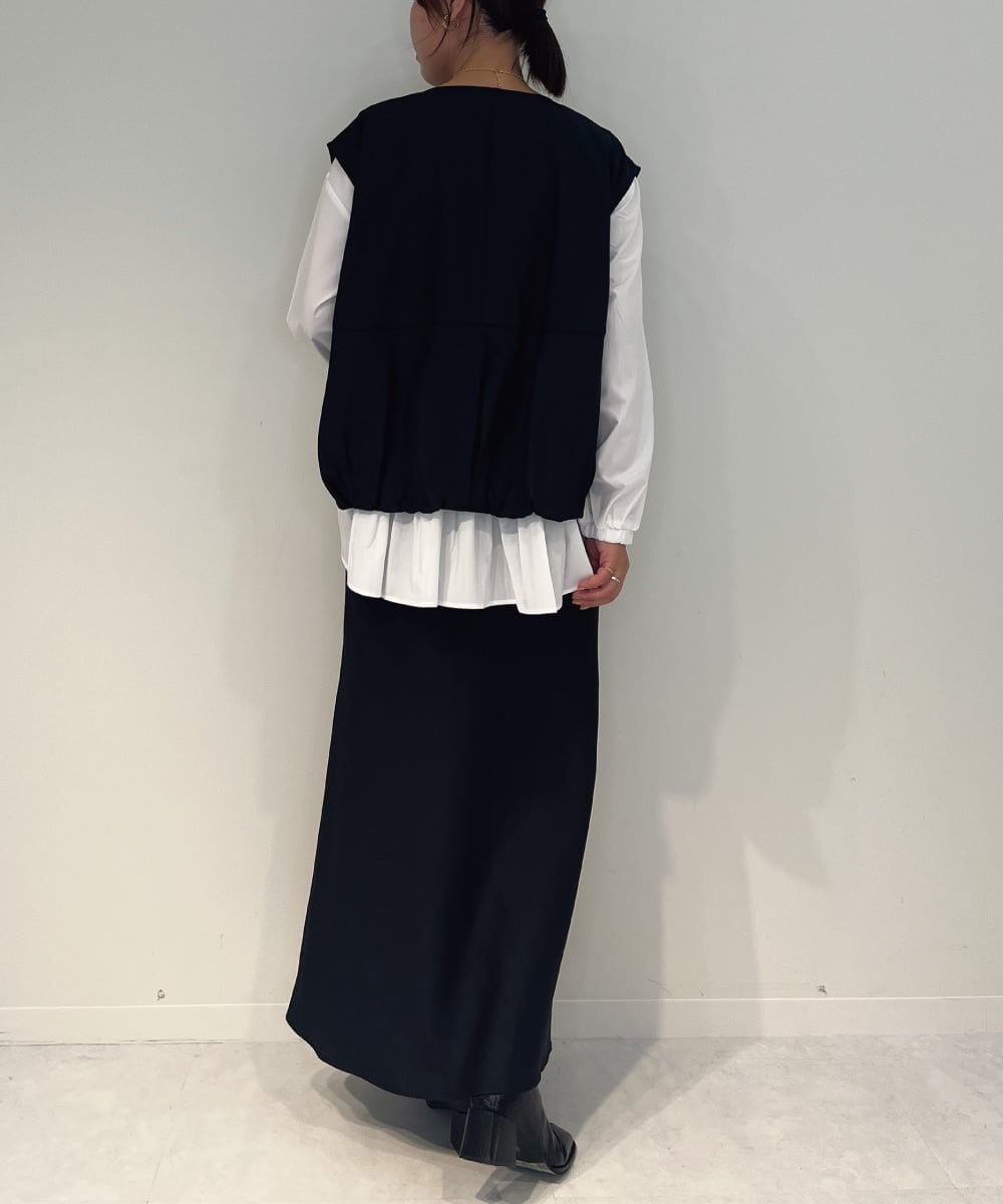 ZMJAE37120 al'aise modulation(アレーズモジュレーション) 【セットアップ対応・洗える】バルーンヘムベスト ブラック