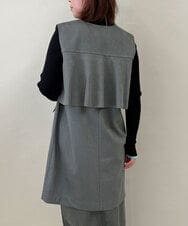 ZMJAE39118 al'aise modulation(アレーズモジュレーション) 【セットアップ対応】バックフリルスエードライクジレ カーキ